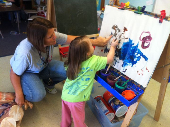 Lauryn and Mrs. Rippy painting